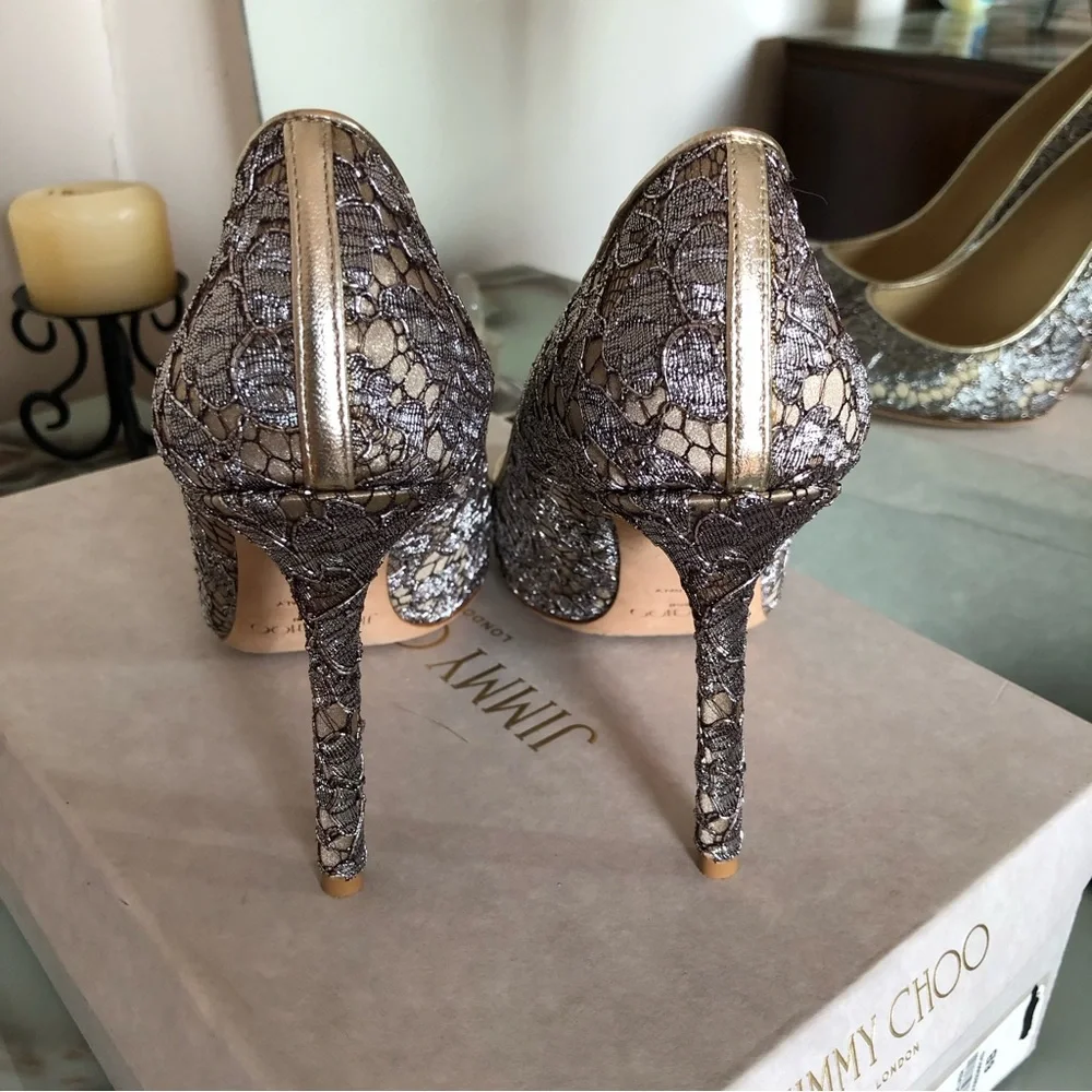 Jimmy Choo Romy 100 Satin Lace Court Shoes Stiletto Heels Women's Size 36 - Picture 12 of 14